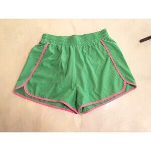 Pink Lily Green Runner Shorts Pink Trim Womens Medium Built-in Liner Athleisure